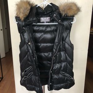 Zara Black Puffer Vest w/ Fur Hood